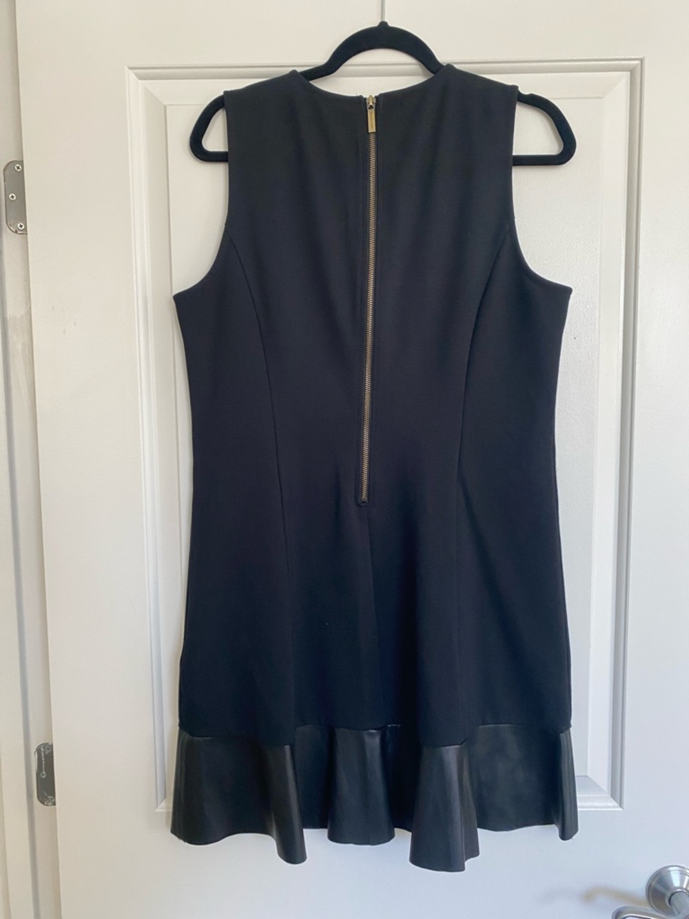 Michael Kors Black Sleeveless A-Line Dress with Faux Leather Trim - Picture 3 of 4